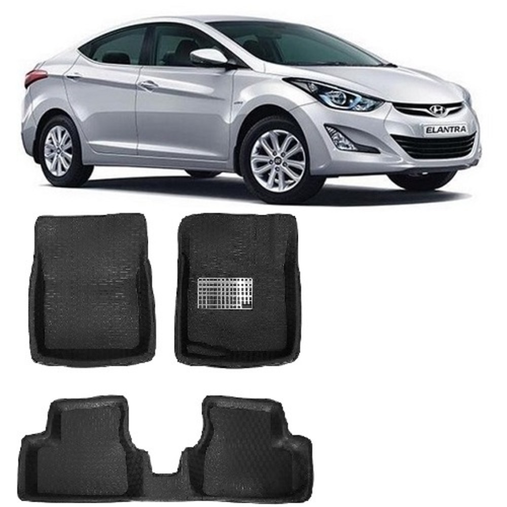 4.5D Car Floor Foot Tray Mats for Elantra Fluidic  - Black